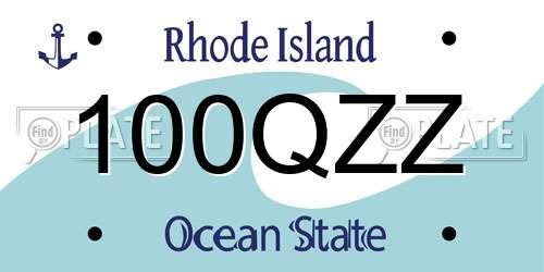 100QZZ Rhode Island License Plate