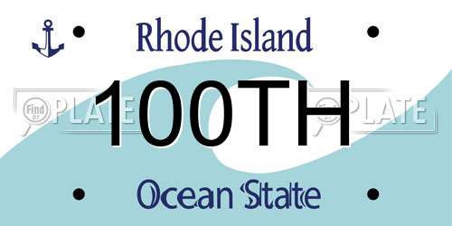 100TH Rhode Island License Plate