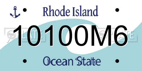 10100M6 Rhode Island License Plate