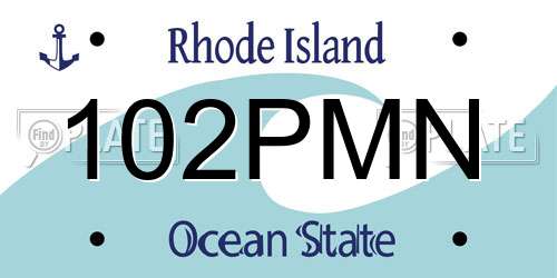 102PMN Rhode Island License Plate