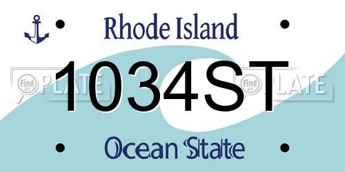 1034ST Rhode Island License Plate