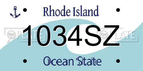 1034SZ Rhode Island License Plate