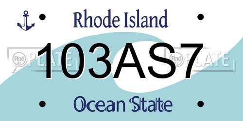 103AS7 Rhode Island License Plate