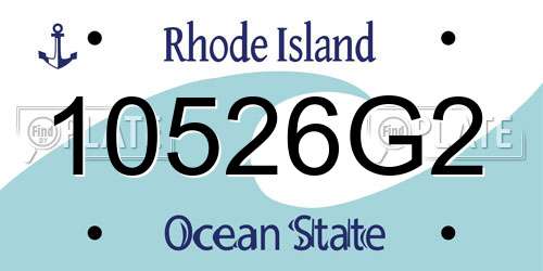 10526G2 Rhode Island License Plate