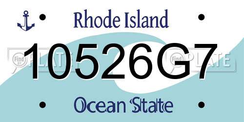 10526G7 Rhode Island License Plate