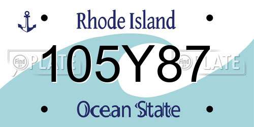105Y87 Rhode Island License Plate