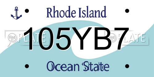 105YB7 Rhode Island License Plate