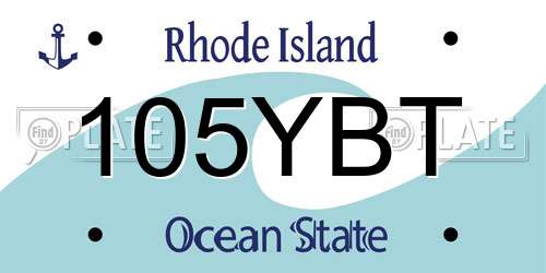 105YBT Rhode Island License Plate
