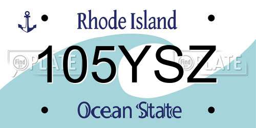 105YSZ Rhode Island License Plate