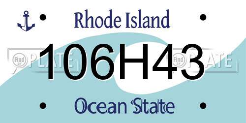 106H43 Rhode Island License Plate