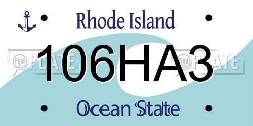 106HA3 Rhode Island License Plate