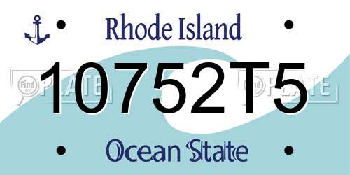 10752T5 Rhode Island License Plate