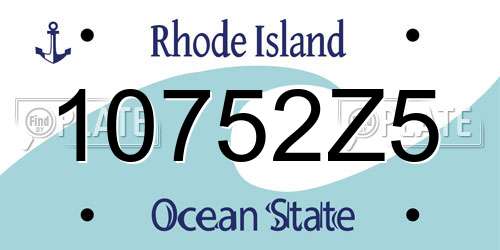 10752Z5 Rhode Island License Plate
