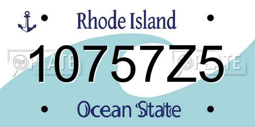 10757Z5 Rhode Island License Plate