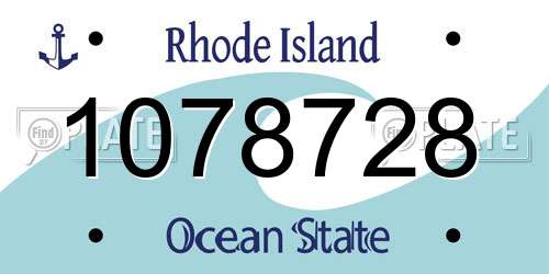 1078728 Rhode Island License Plate