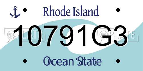 10791G3 Rhode Island License Plate