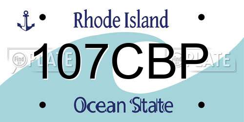 107CBP Rhode Island License Plate
