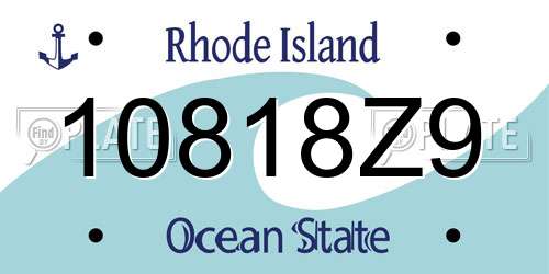 10818Z9 Rhode Island License Plate