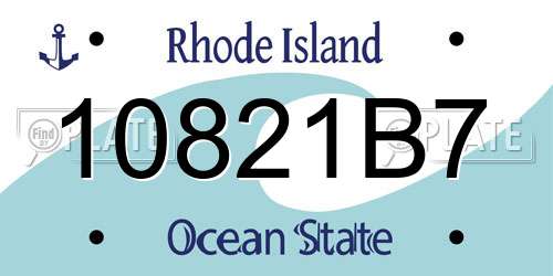 10821B7 Rhode Island License Plate