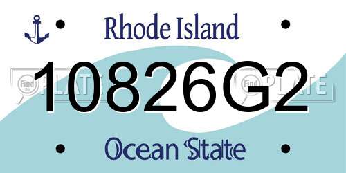 10826G2 Rhode Island License Plate