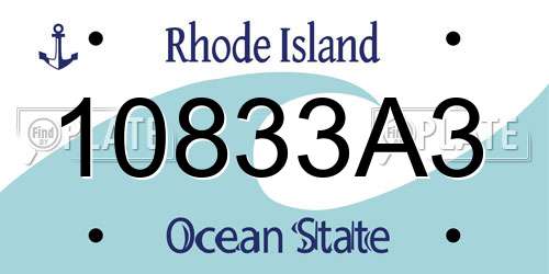 10833A3 Rhode Island License Plate