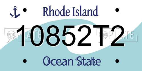 10852T2 Rhode Island License Plate