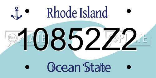 10852Z2 Rhode Island License Plate