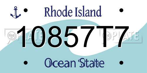 10857T7 Rhode Island License Plate