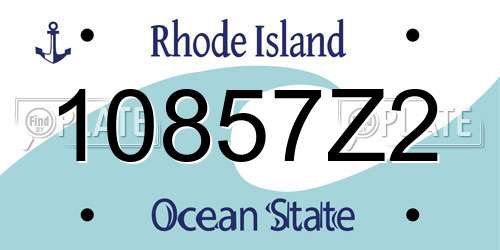 10857Z2 Rhode Island License Plate