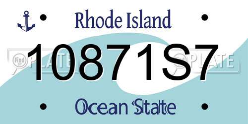 10871S7 Rhode Island License Plate