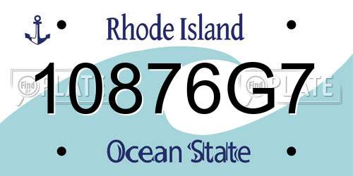 10876G7 Rhode Island License Plate