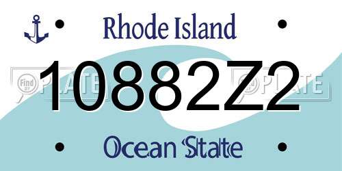 10882Z2 Rhode Island License Plate