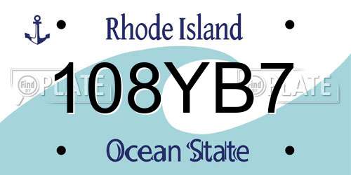 108YB7 Rhode Island License Plate