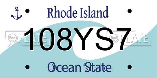 108YS7 Rhode Island License Plate