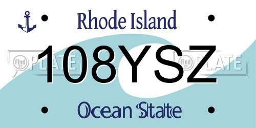 108YSZ Rhode Island License Plate