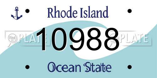 10988 Rhode Island License Plate