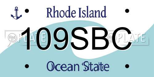 109SBC Rhode Island License Plate