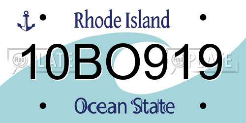 10BO919 Rhode Island License Plate