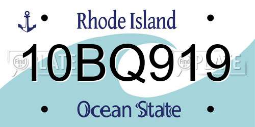 10BQ919 Rhode Island License Plate