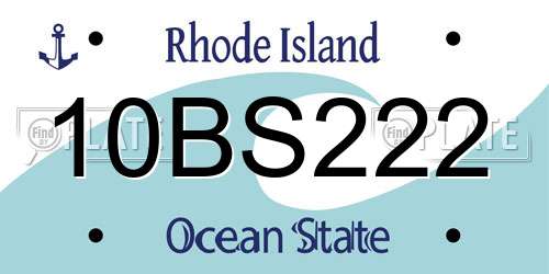 10BS222 Rhode Island License Plate