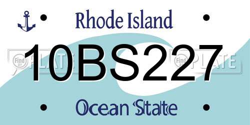 10BS227 Rhode Island License Plate