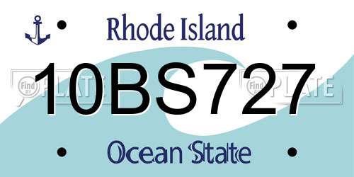 10BS727 Rhode Island License Plate