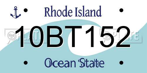 10BT152 Rhode Island License Plate
