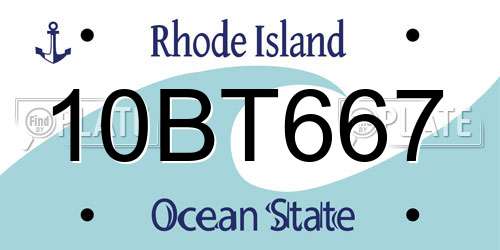 10BT667 Rhode Island License Plate