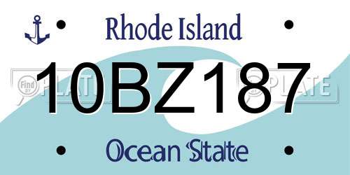 10BZ187 Rhode Island License Plate
