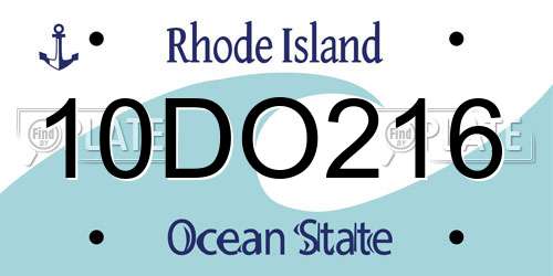 10DO216 Rhode Island License Plate