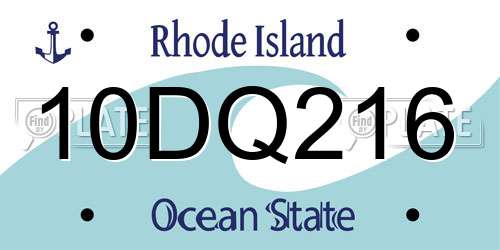 10DQ216 Rhode Island License Plate