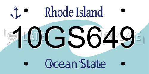 10GS649 Rhode Island License Plate