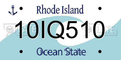 10IQ510 Rhode Island License Plate