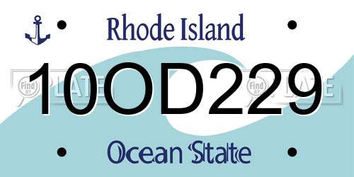 10OD229 Rhode Island License Plate